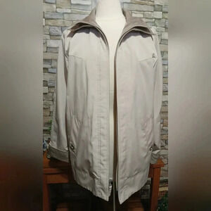 Nautica Men's Tan Khaki Soft Shell Zip Up Windbreaker‎ Trench Jacket